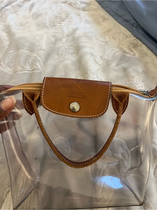 Longchamp Handbags - Longchamp Clear Tote with Brown Leather Trim